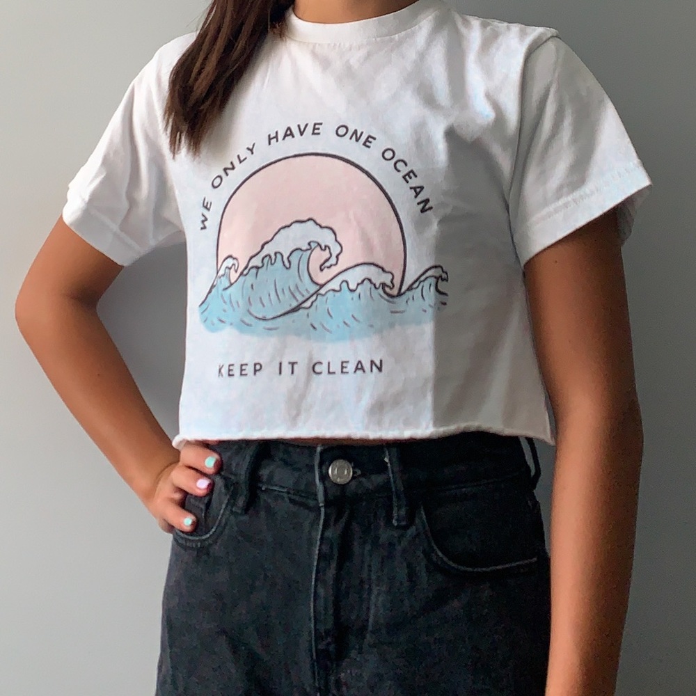 We only have once ocean, keep it clean cropped tee